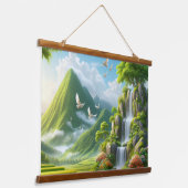 Prachtige landelijke omgeving met waterval hangend wandkleed (Gebogen)