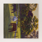 Prachtige landpaarden, grazend Poster Legpuzzel (Horizontaal)