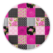 Prachtige landpatchworkquilt keramische knop (Voorkant)
