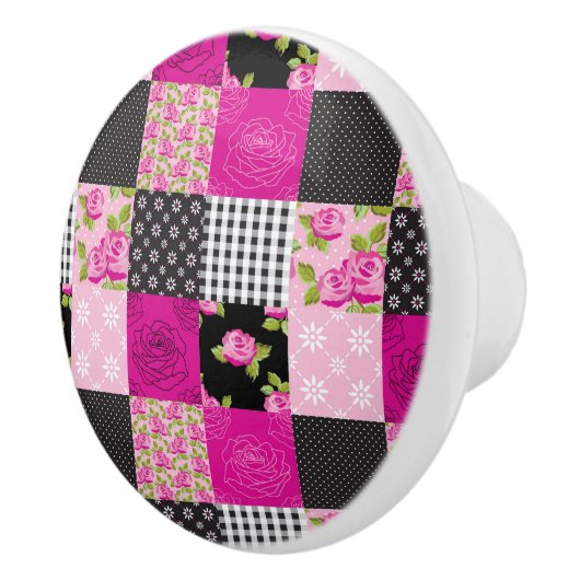 Prachtige landpatchworkquilt keramische knop (Rechts)