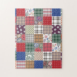 Prachtige landpatchworkquilt legpuzzel