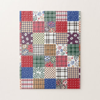 Prachtige landpatchworkquilt legpuzzel