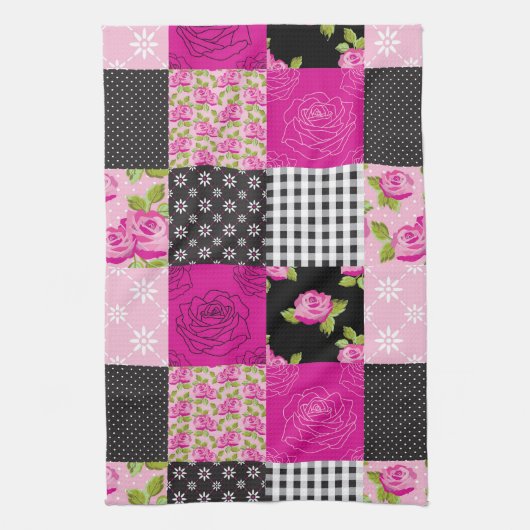 Prachtige landpatchworkquilt theedoek (Verticaal)