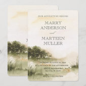 Prachtige landschaps waterverf bruiloft uitnodigin kaart (Voorkant / Achterkant)