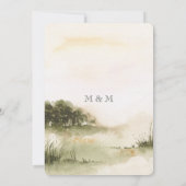 Prachtige landschaps waterverf bruiloft uitnodigin kaart (Achterkant)