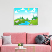 prachtige landschapstekening canvas afdruk (Insitu (Woonkamer))