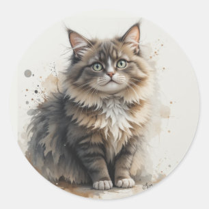 Prachtige Langharige Lapjeskat Kittens Huisdier Di Ronde Sticker