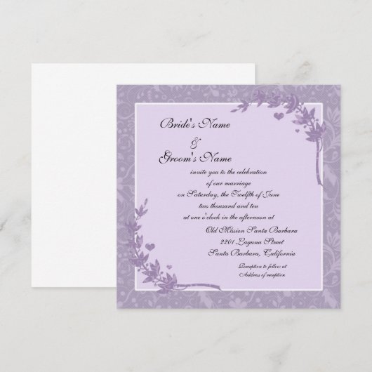 Prachtige Lavendel Bloemen Huwelijksuitnodigingen Kaart (Voorkant / Achterkant)