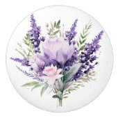 Prachtige lavendel en gemengde bloemstengels keramische knop (Voorkant)