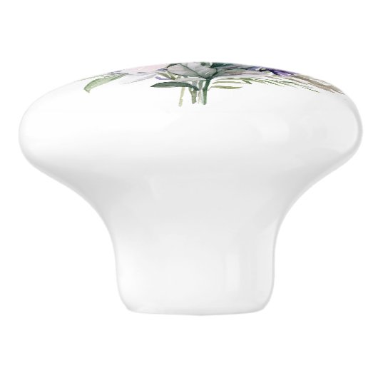 Prachtige lavendel en gemengde bloemstengels keramische knop (Zijkant)