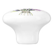 Prachtige lavendel en gemengde bloemstengels keramische knop (Zijkant)