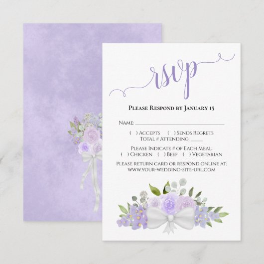 Prachtige lavender Paarse Waterverf Rozen bruiloft RSVP Kaartje (Voorkant / Achterkant)