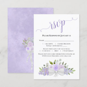 Prachtige lavender Paarse Waterverf Rozen bruiloft RSVP Kaartje