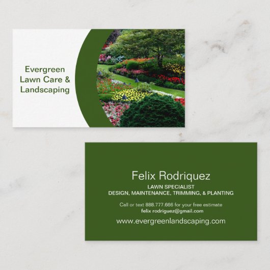 Prachtige Lawn Photo II Landscaping Visitekaartje (Voorkant / Achterkant)