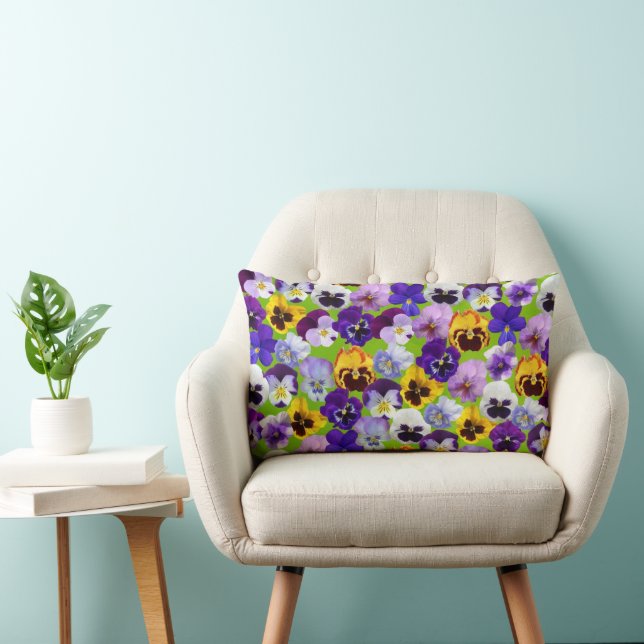 Prachtige lente pansies kussen (Stoel)