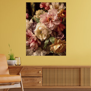 Prachtige lente pioenrozen vintage arrangement poster