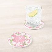 Prachtige lente roze waterverf perzikbloemen zandsteen onderzetter (Zijkant)