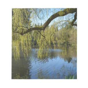 prachtige lenteswilg-bomen per watervijver. notitieblok
