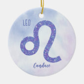 Prachtige Leo Astrology Sign Aangepast Paars Keramisch Ornament (Voorkant)