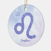 Prachtige Leo Astrology Sign Aangepast Paars Keramisch Ornament (Links)