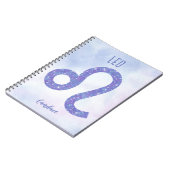 Prachtige Leo Astrology Sign Aangepast Paars Notitieboek (Linkerzijde)