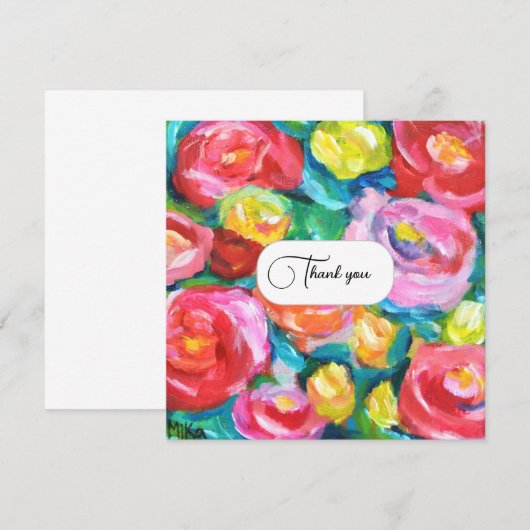 Prachtige levendige Abstract Roos Bloemen Artistie Bedankkaart (Voorkant / Achterkant)