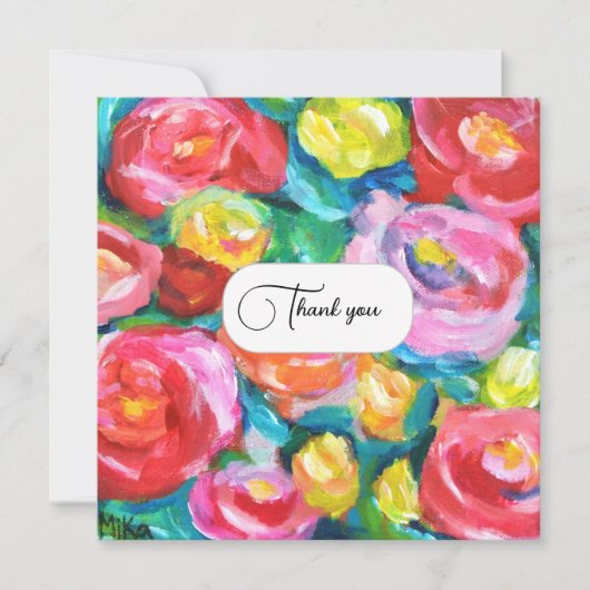 Prachtige levendige Abstract Roos Bloemen Artistie Bedankkaart (Voorkant)