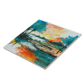 Prachtige levendige kleuren landschapskunstwerk tegeltje (Zijkant)