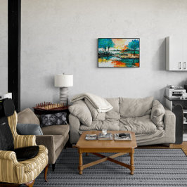 Prachtige levendige kleuren landschapskunstwerk tegeltje