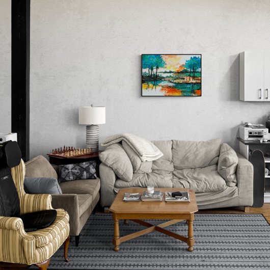 Prachtige levendige kleuren landschapskunstwerk tegeltje