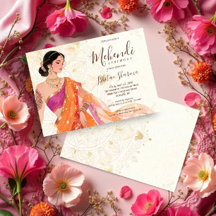 Prachtige Levendige Mehndi Bruid Magenta TLW26 Kaart