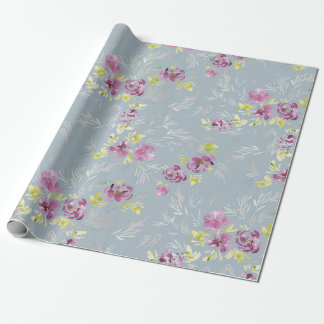 Prachtige levendige paarse waterverf bloem cadeaupapier