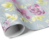 Prachtige levendige paarse waterverf bloem cadeaupapier (Rol Hoek)