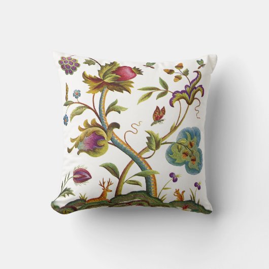 Prachtige levensboom Jacobean borduurwerk Kussen (Voorkant)