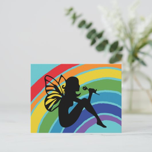 Prachtige LGBT Rainbow Fairy Briefkaart (Staand voorkant)