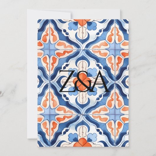 Prachtige lichtblauwe en rode bruiloft kaart (Achterkant)