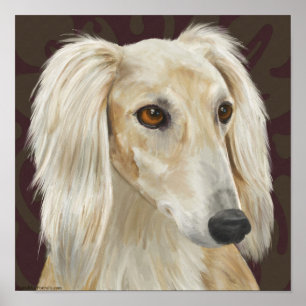 Prachtige lichtvaarder voor Saluki Dog op bruine a Poster