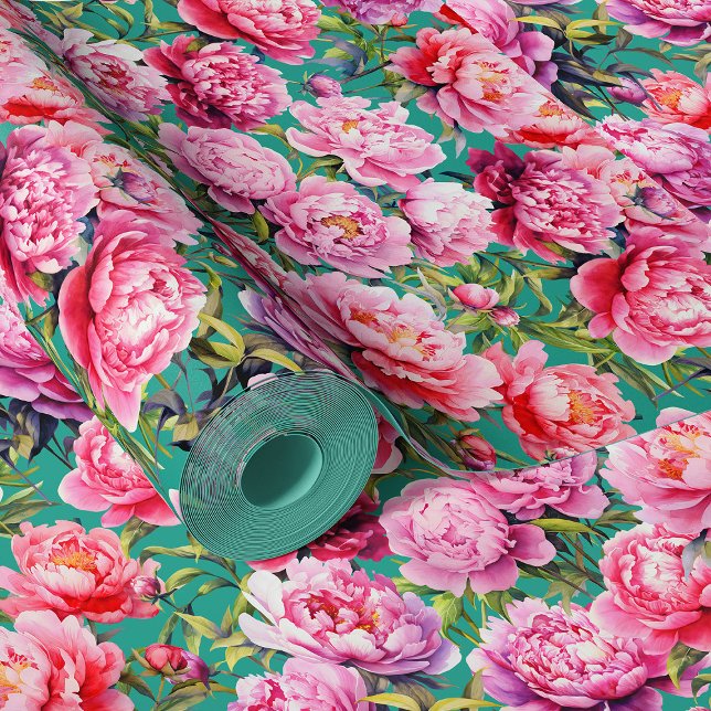 Prachtige Liefde pioenrozen op mint groen Behang (Creator heeft geüpload)