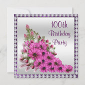 Prachtige Lila Bouquet & Diamonds 100e verjaardag Kaart (Voorkant)