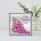 Prachtige Lila Bouquet & Diamonds 75e verjaardag Kaart (Staand voorkant)