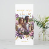 Prachtige Lila en Lavendel Wijngaard Bruiloft Menu (Staand voorkant)