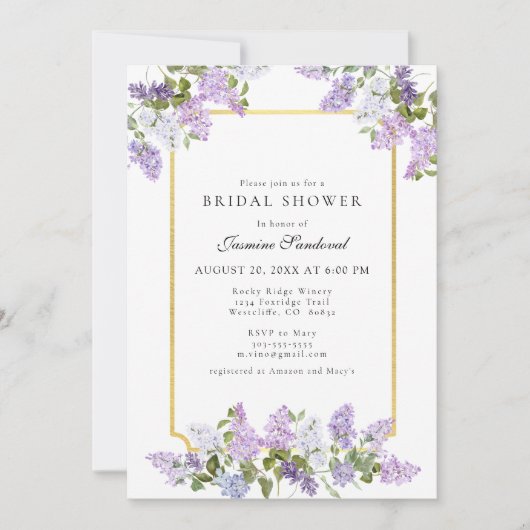 Prachtige Lila Floral Bridal Shower Kaart (Voorkant)