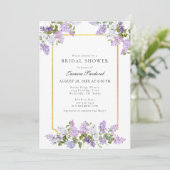 Prachtige Lila Floral Bridal Shower Kaart (Staand voorkant)