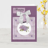 Prachtige Lila Moederdag Kaart (Gele Bloem)