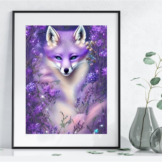 Prachtige Lila mysterieuze Fox Editable Poster