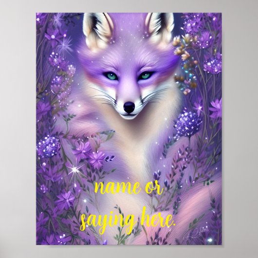 Prachtige Lila mysterieuze Fox Editable Poster (Voorkant)