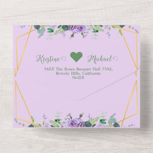 Prachtige Lila wijngaard Alles in een bruiloft uit All In One Uitnodiging (Achterkant)