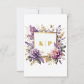 Prachtige Lila wijngaard bruiloft details QR-code RSVP Kaartje (Voorkant)