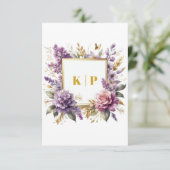 Prachtige Lila wijngaard bruiloft details QR-code RSVP Kaartje (Staand voorkant)