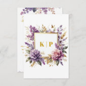 Prachtige Lila wijngaard bruiloft details QR-code RSVP Kaartje (Voorkant / Achterkant)